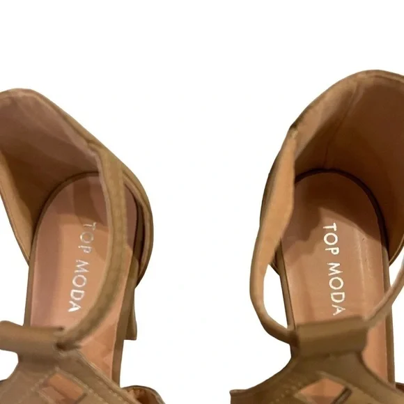 TOP MODA Bonica Tan Suede Open Toe Heels Shoes Sandals - Picture 6 of 7